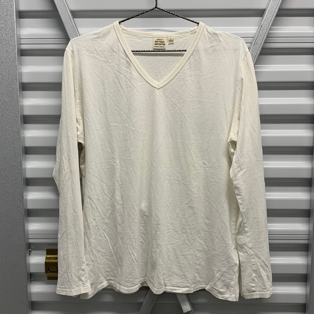 Authentic Soft Touch Light Cotton Original Garment V Neck Undershirt Egg Cream X